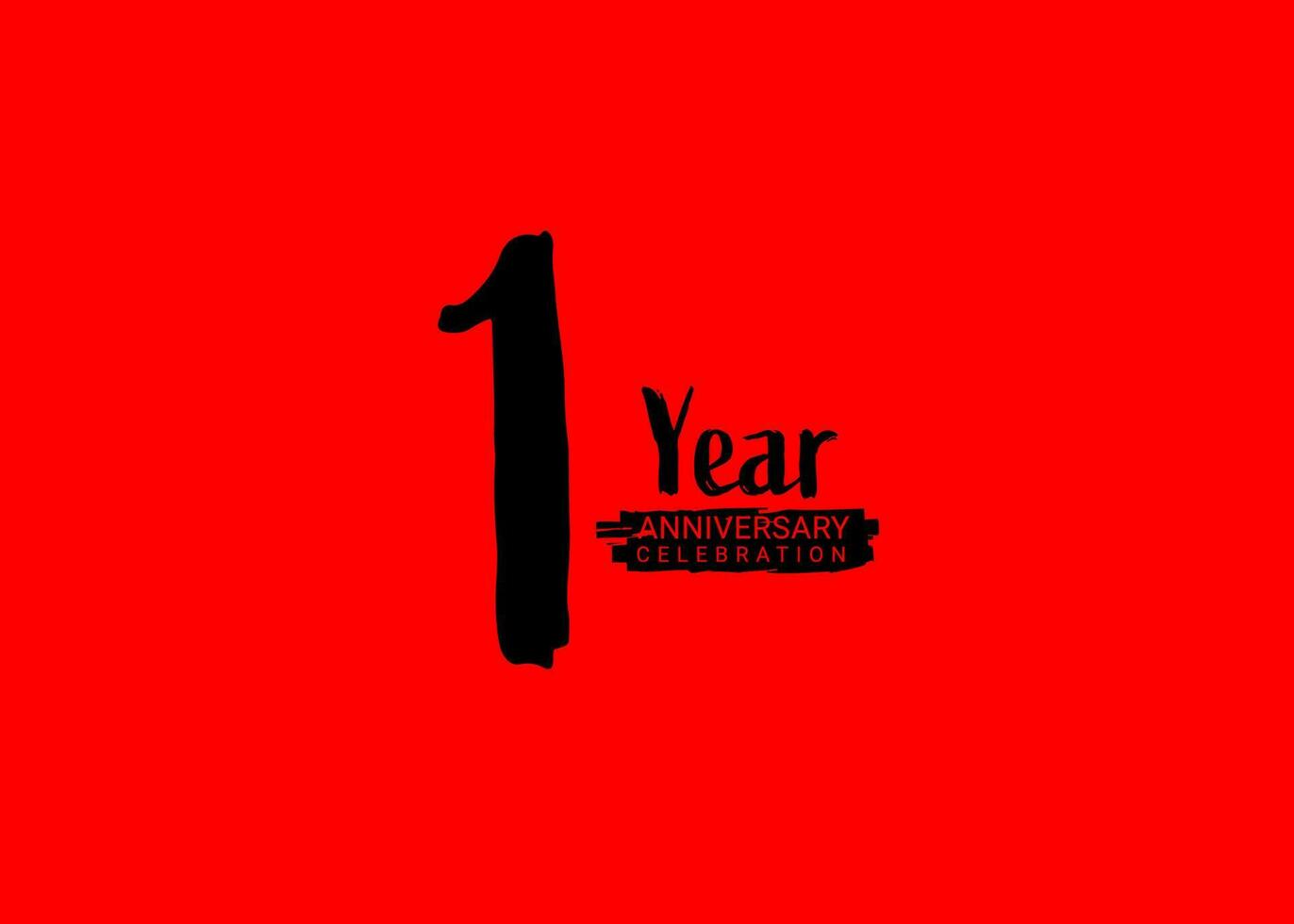 1 Years Anniversary Celebration logo on red background, 1 number logo design, 1st Birthday Logo,  logotype Anniversary, Vector Anniversary For Celebration, poster, Invitation Card