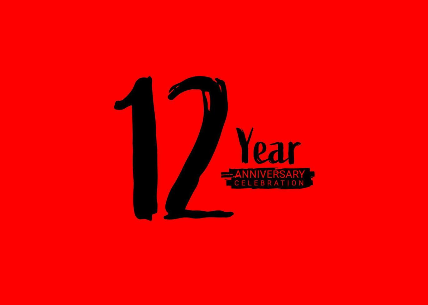 12 Years Anniversary Celebration logo on red background, 12 number logo design, 12th Birthday Logo,  logotype Anniversary, Vector Anniversary For Celebration, poster, Invitation Card