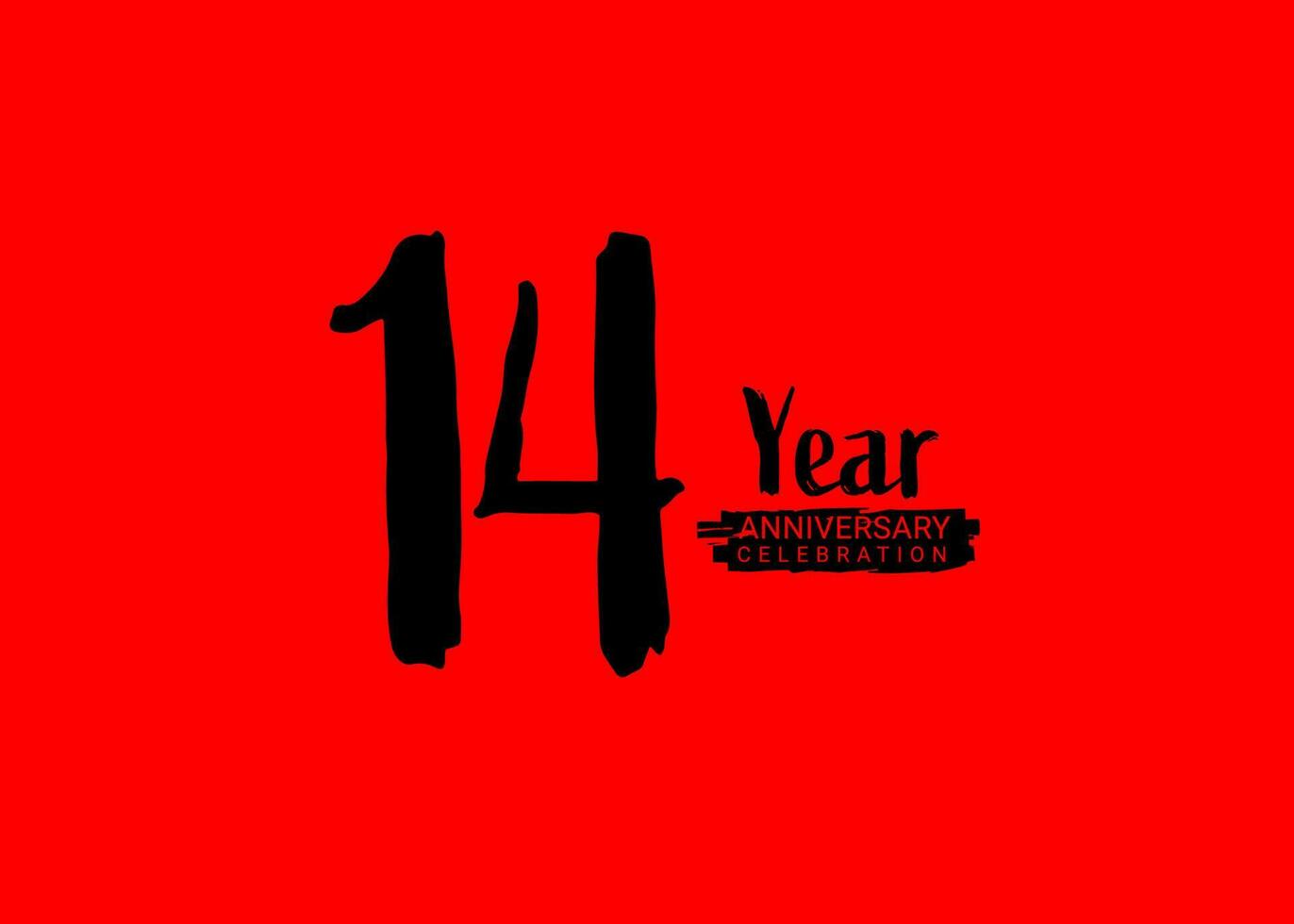 14 Years Anniversary Celebration logo on red background, 14 number logo design, 14th Birthday Logo,  logotype Anniversary, Vector Anniversary For Celebration, poster, Invitation Card