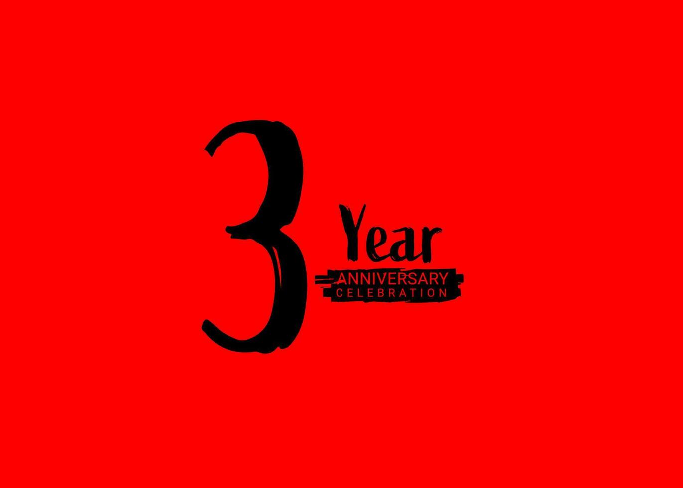 3 Years Anniversary Celebration logo on red background, 3 number logo design, 3rd Birthday Logo,  logotype Anniversary, Vector Anniversary For Celebration, poster, Invitation Card