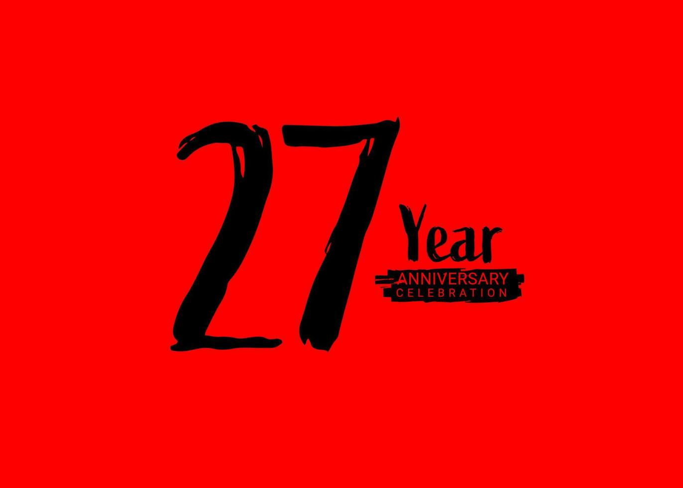 27 Years Anniversary Celebration logo on red background, 27 number logo design, 27th Birthday Logo,  logotype Anniversary, Vector Anniversary For Celebration, poster, Invitation Card