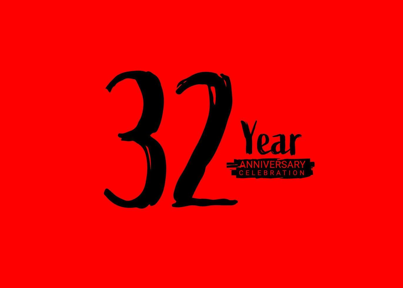 32 Years Anniversary Celebration logo on red background, 32 number logo design, 32th Birthday Logo,  logotype Anniversary, Vector Anniversary For Celebration, poster, Invitation Card