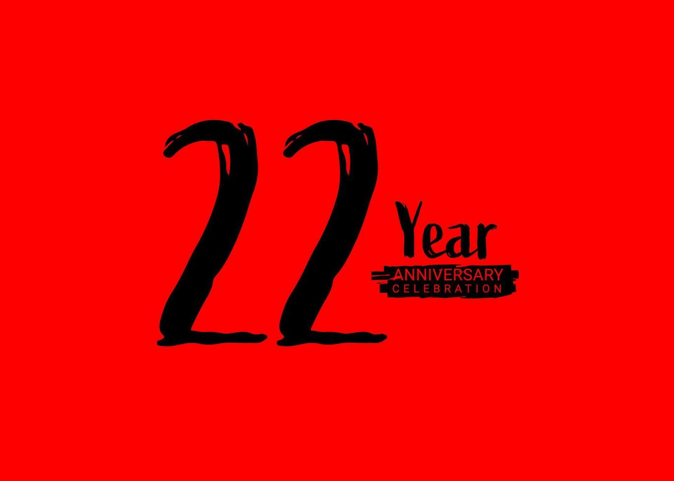 22 Years Anniversary Celebration logo on red background, 22 number logo design, 22th Birthday Logo,  logotype Anniversary, Vector Anniversary For Celebration, poster, Invitation Card