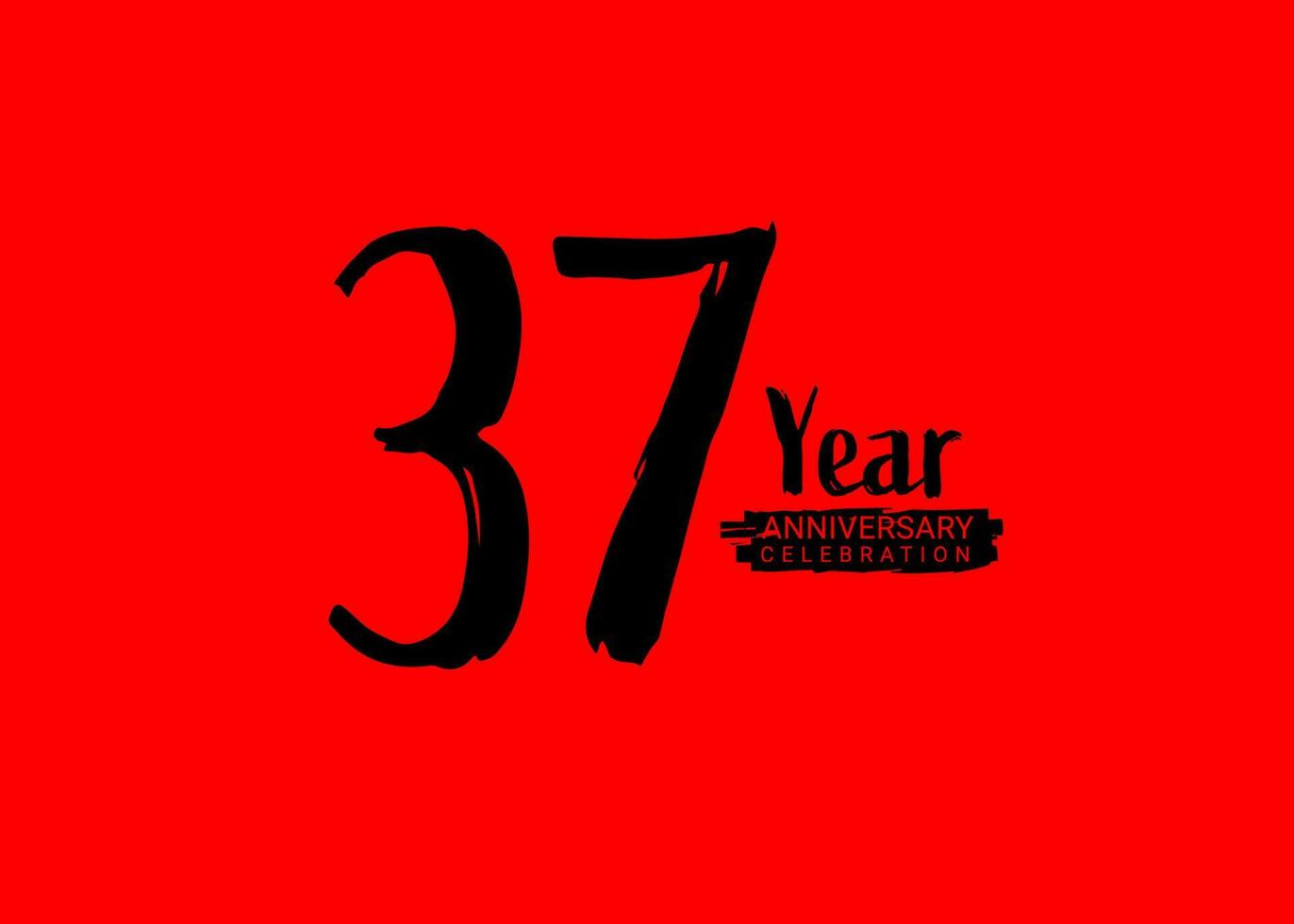 37 Years Anniversary Celebration logo on red background, 37 number logo design, 37th Birthday Logo,  logotype Anniversary, Vector Anniversary For Celebration, poster, Invitation Card