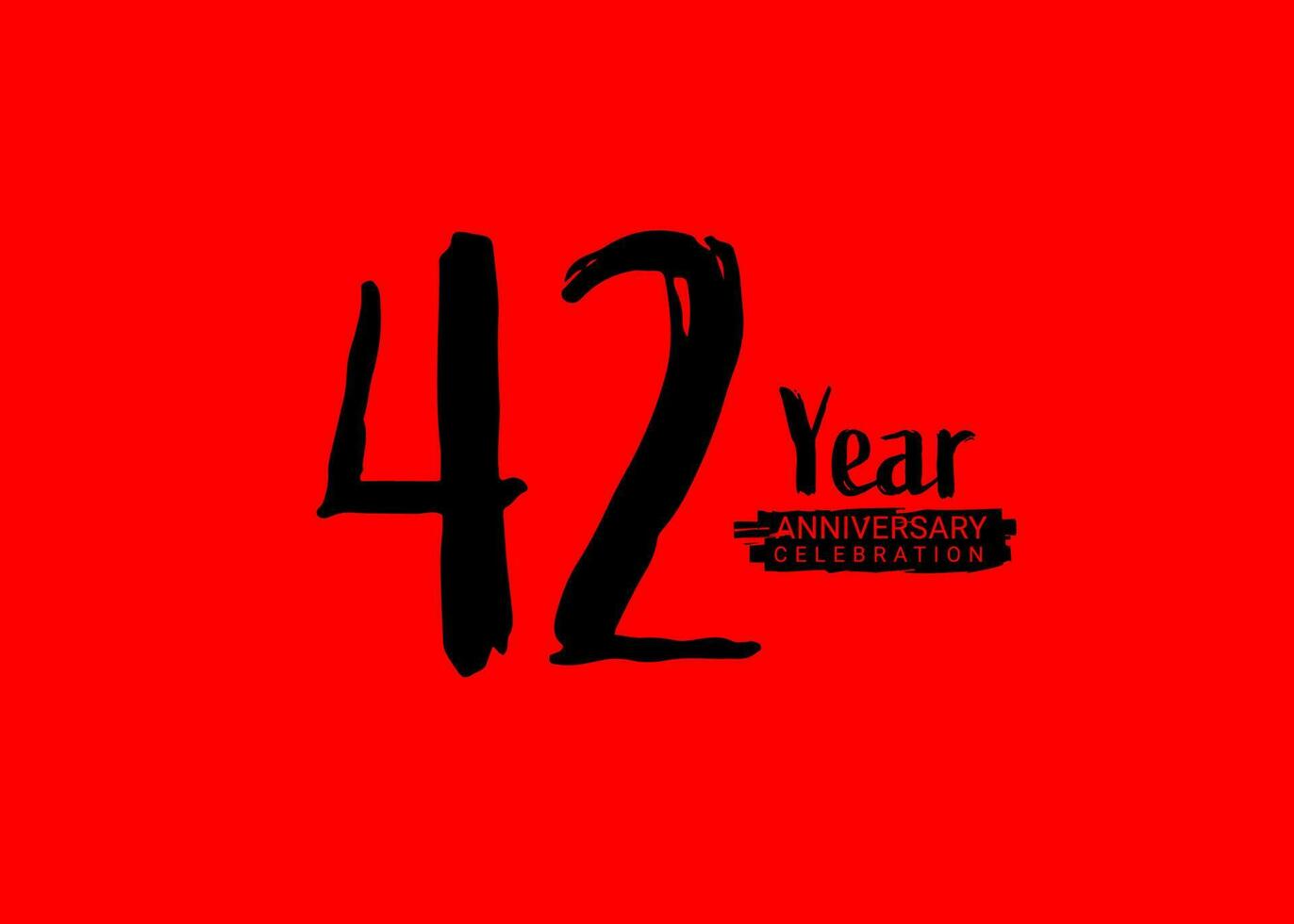 42 Years Anniversary Celebration logo on red background, 42 number logo design, 42th Birthday Logo,  logotype Anniversary, Vector Anniversary For Celebration, poster, Invitation Card