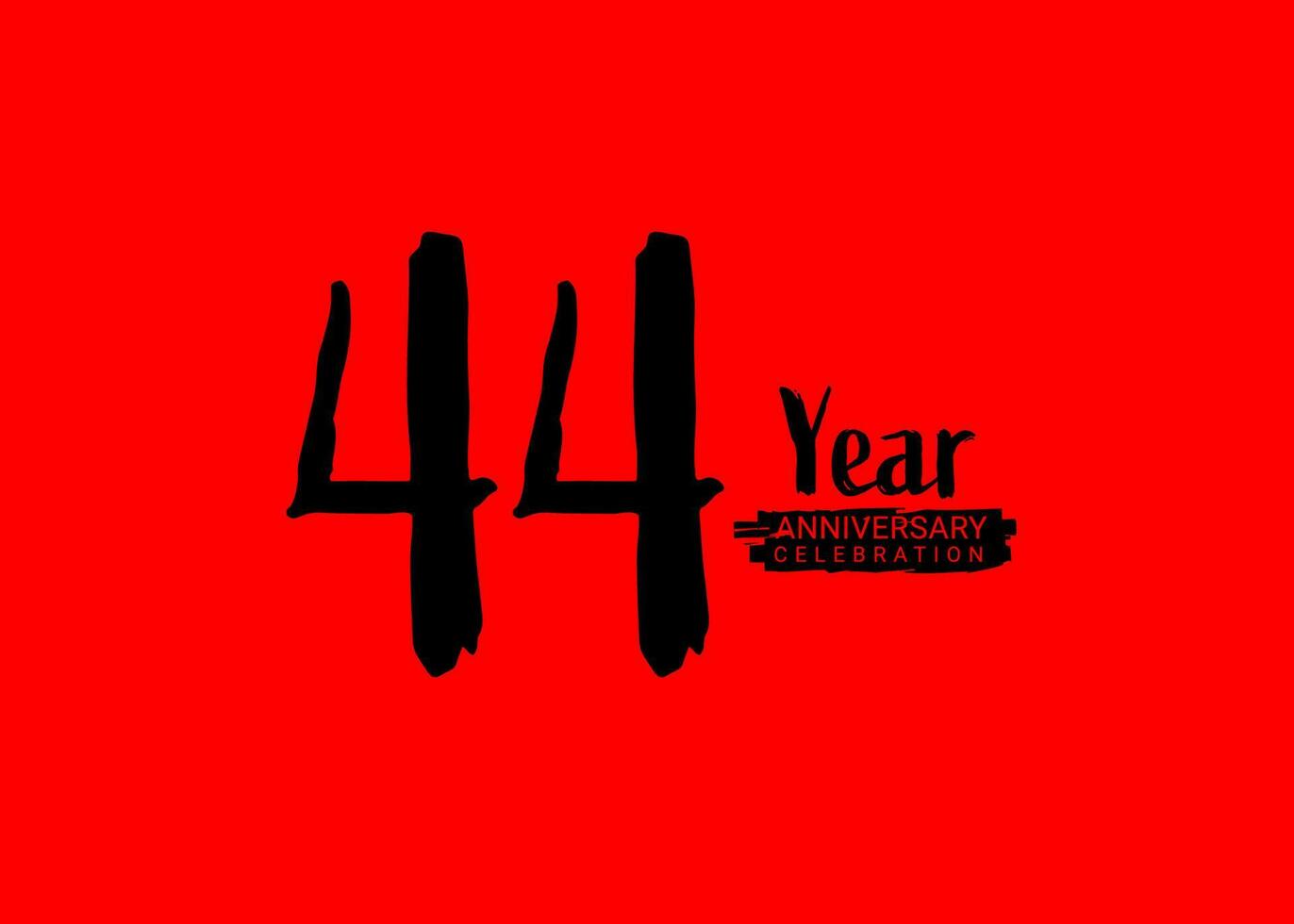 44 Years Anniversary Celebration logo on red background, 44 number logo design, 44th Birthday Logo,  logotype Anniversary, Vector Anniversary For Celebration, poster, Invitation Card