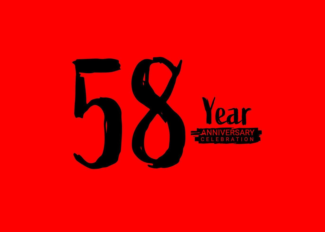 58 Years Anniversary Celebration logo on red background, 58 number logo design, 58th Birthday Logo,  logotype Anniversary, Vector Anniversary For Celebration, poster, Invitation Card