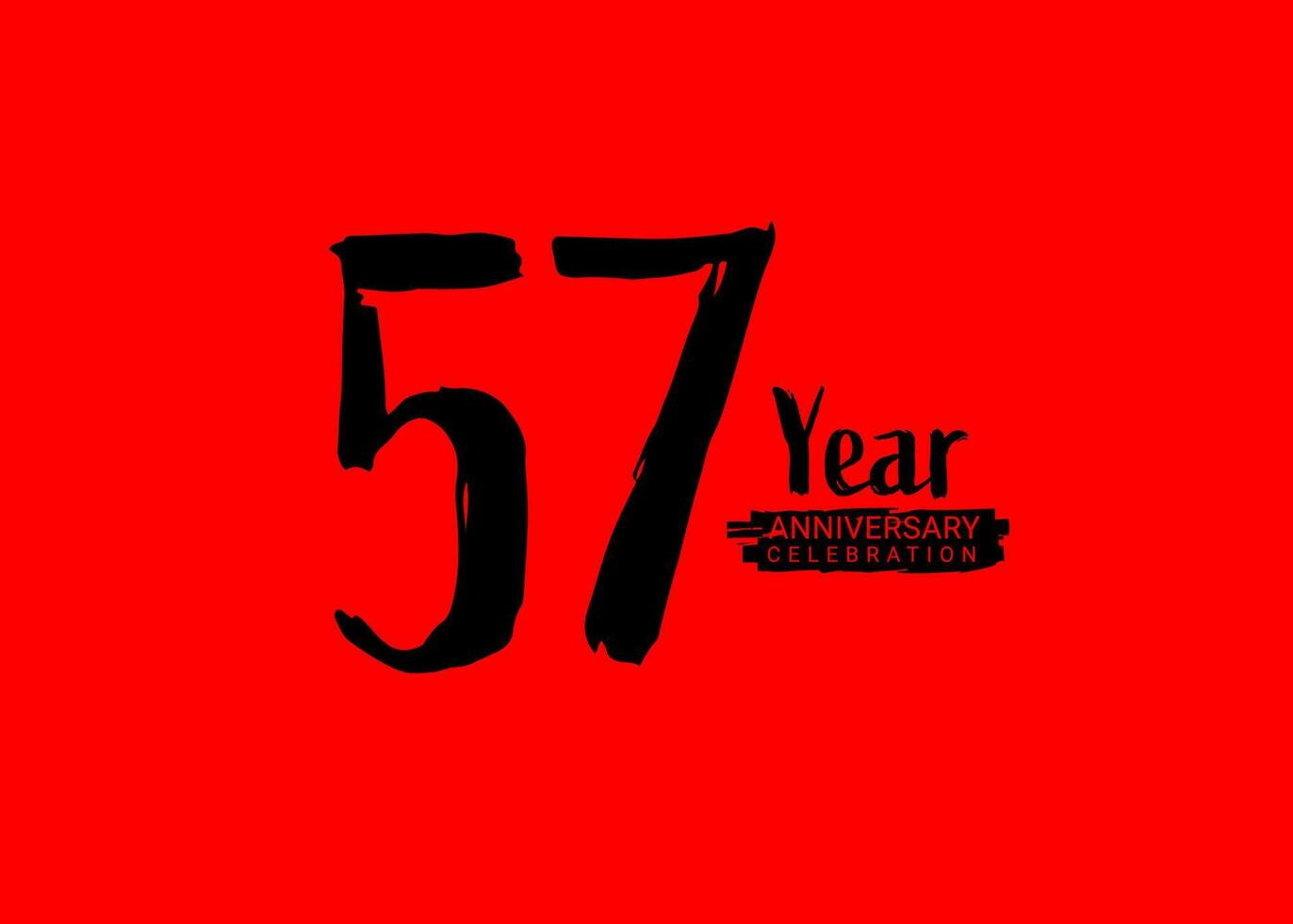 57 Years Anniversary Celebration logo on red background, 57 number logo design, 57th Birthday Logo,  logotype Anniversary, Vector Anniversary For Celebration, poster, Invitation Card