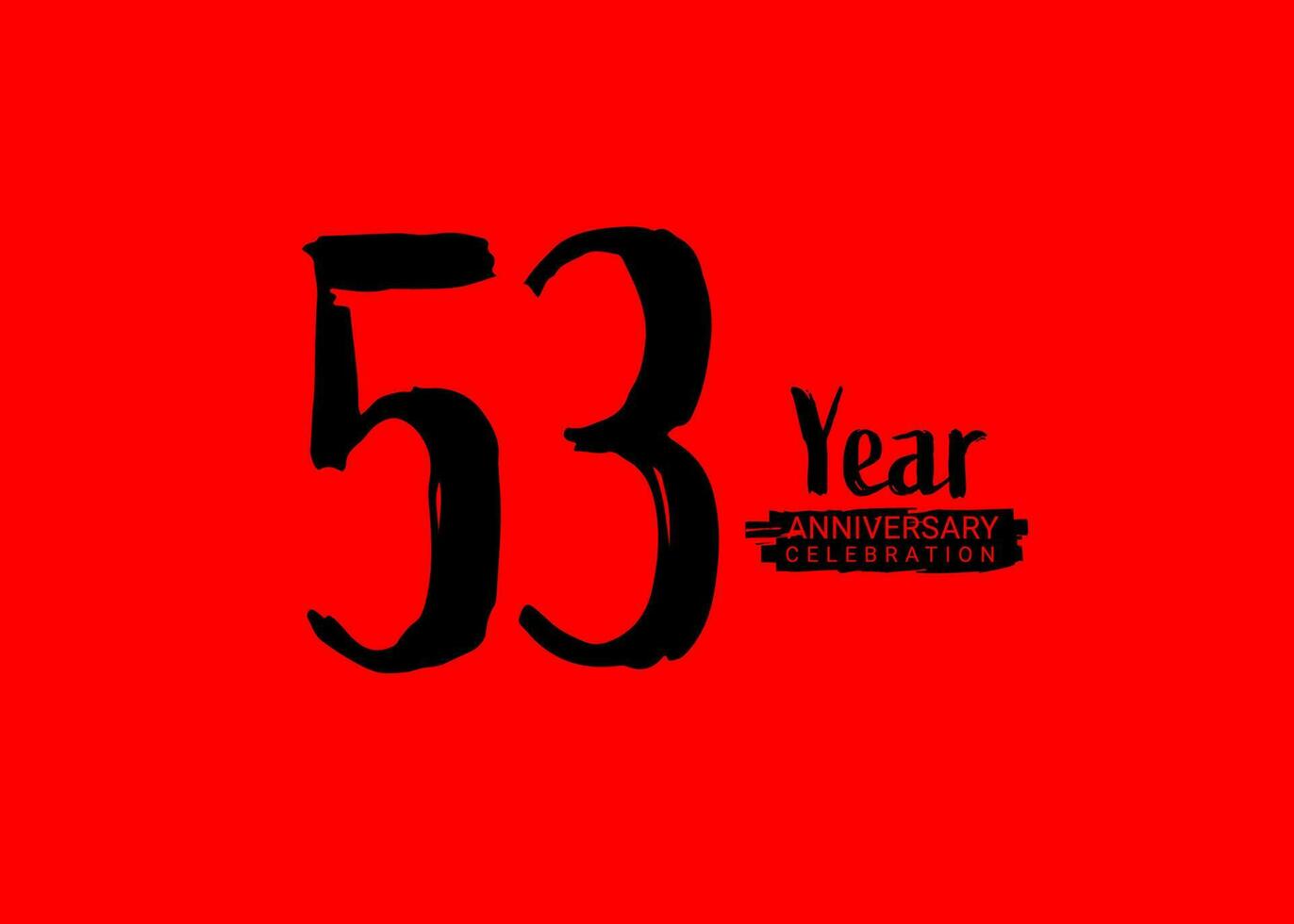 53 Years Anniversary Celebration logo on red background, 53 number logo design, 53th Birthday Logo,  logotype Anniversary, Vector Anniversary For Celebration, poster, Invitation Card