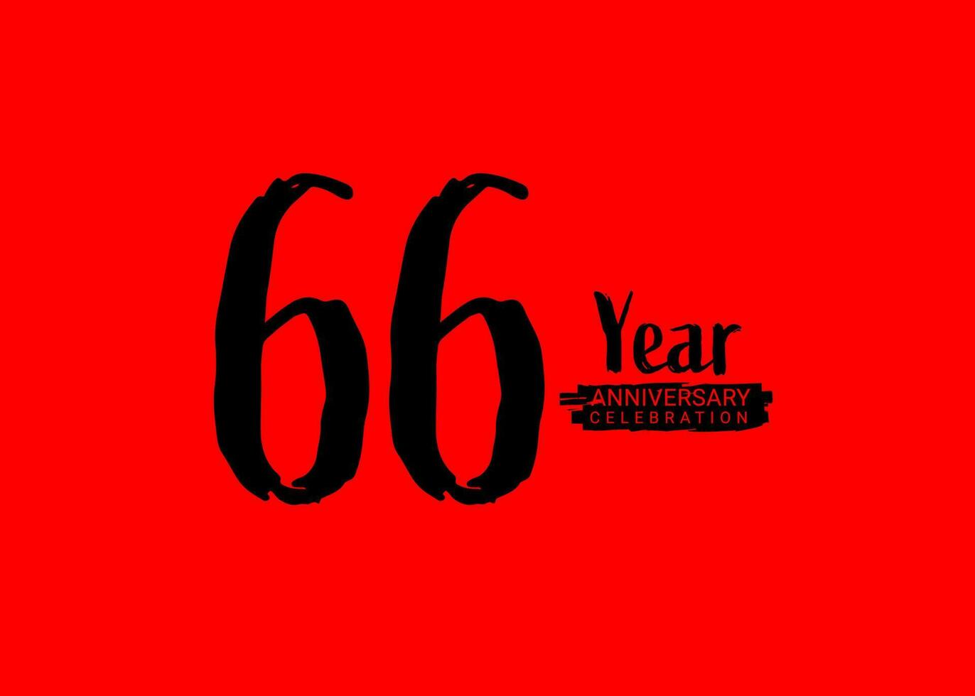 66 Years Anniversary Celebration logo on red background, 66 number logo design, 66th Birthday Logo,  logotype Anniversary, Vector Anniversary For Celebration, poster, Invitation Card