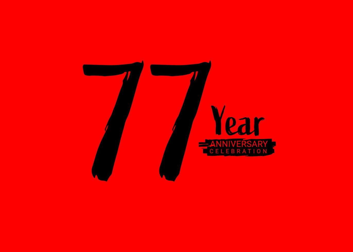 77 Years Anniversary Celebration logo on red background, 77 number logo design,77th Birthday Logo,  logotype Anniversary, Vector Anniversary For Celebration, poster, Invitation Card