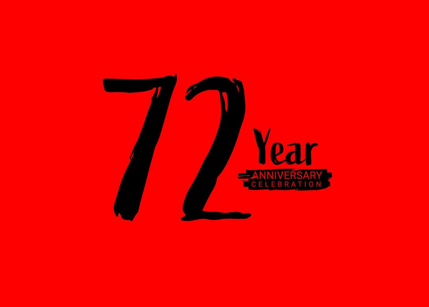 72 Years Anniversary Celebration logo on red background, 72 number logo design,72th Birthday Logo,  logotype Anniversary, Vector Anniversary For Celebration, poster, Invitation Card