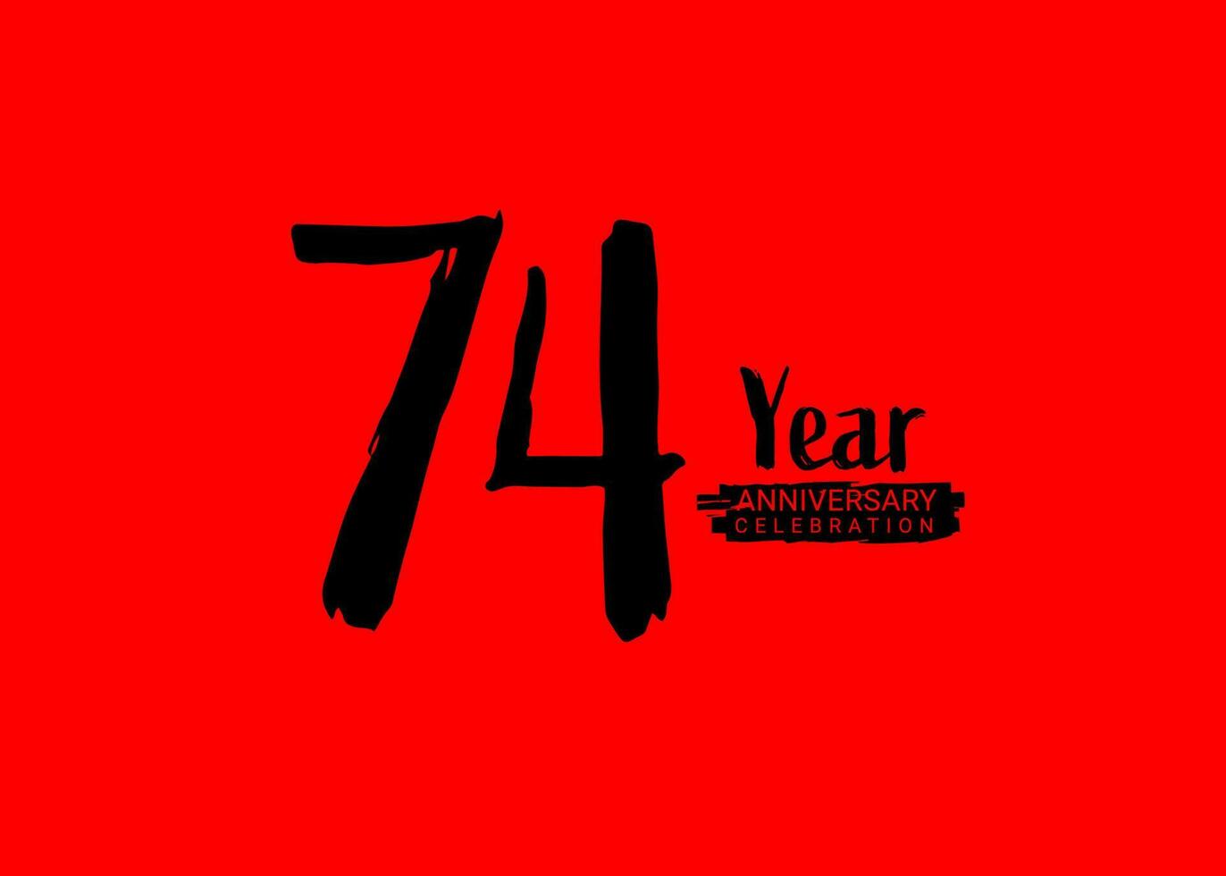 74 Years Anniversary Celebration logo on red background, 74 number logo design,74th Birthday Logo,  logotype Anniversary, Vector Anniversary For Celebration, poster, Invitation Card