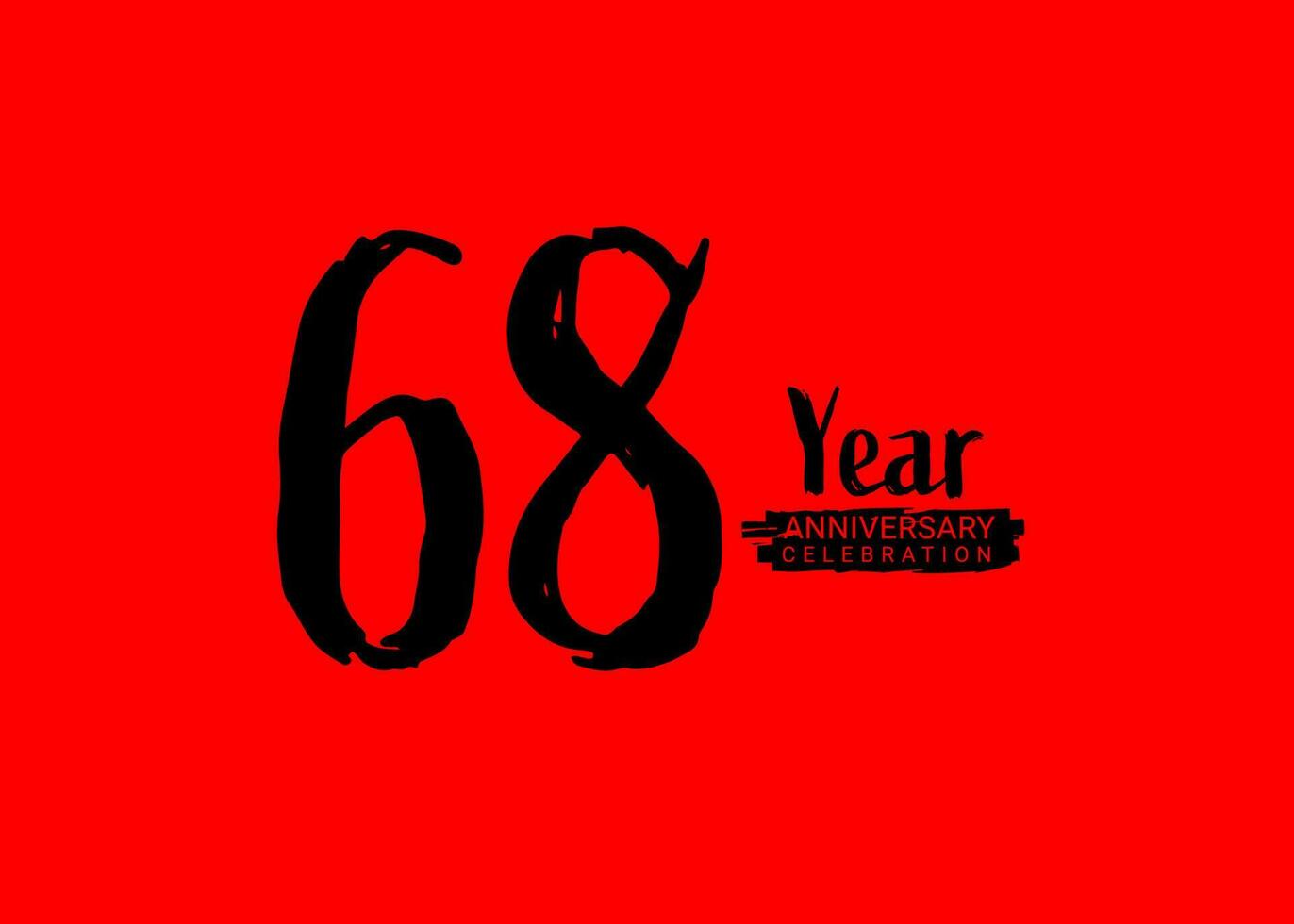 68 Years Anniversary Celebration logo on red background, 68 number logo design, 68th Birthday Logo,  logotype Anniversary, Vector Anniversary For Celebration, poster, Invitation Card
