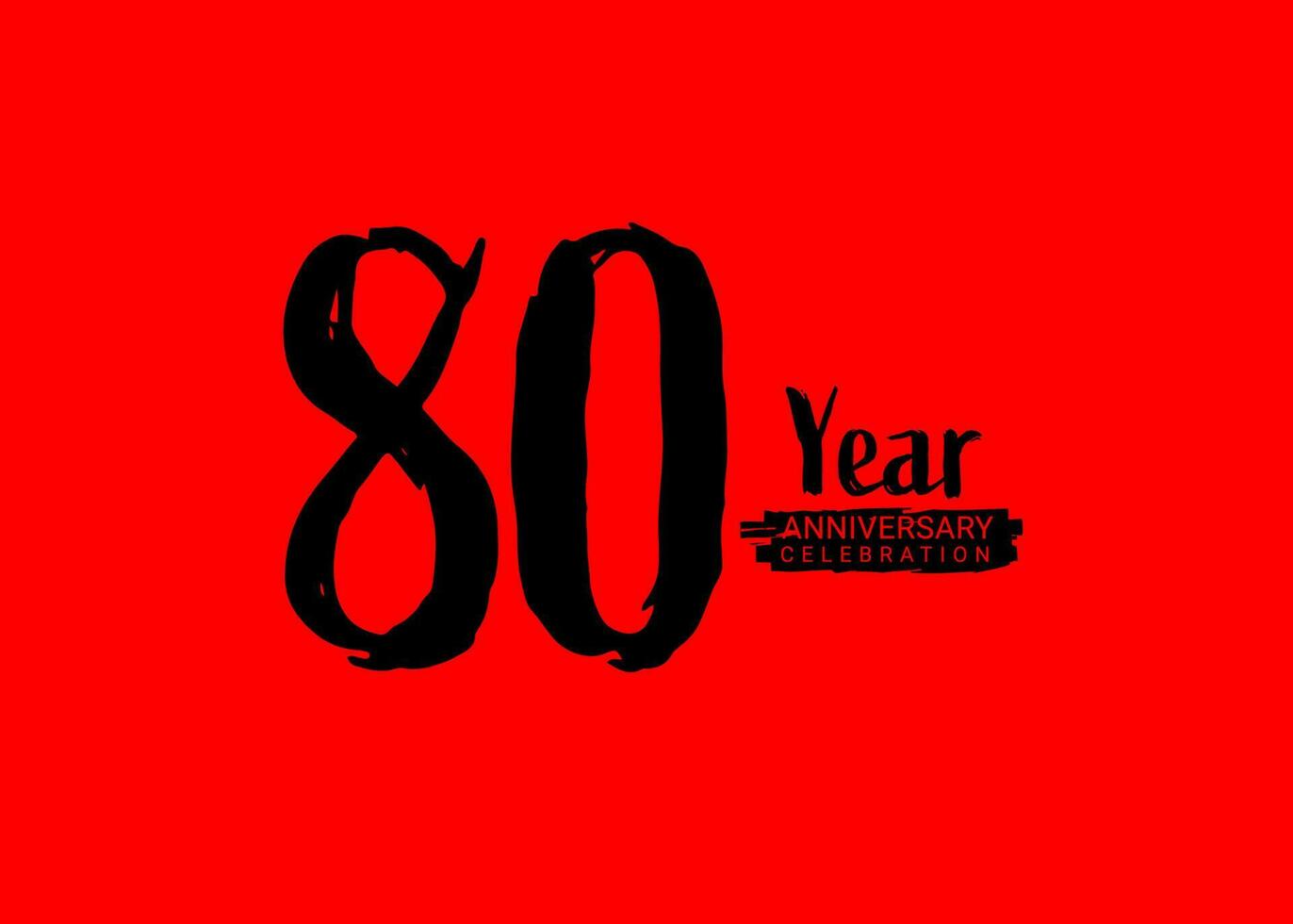 80 Years Anniversary Celebration logo on red background, 80 number logo design,80th Birthday Logo,  logotype Anniversary, Vector Anniversary For Celebration, poster, Invitation Card