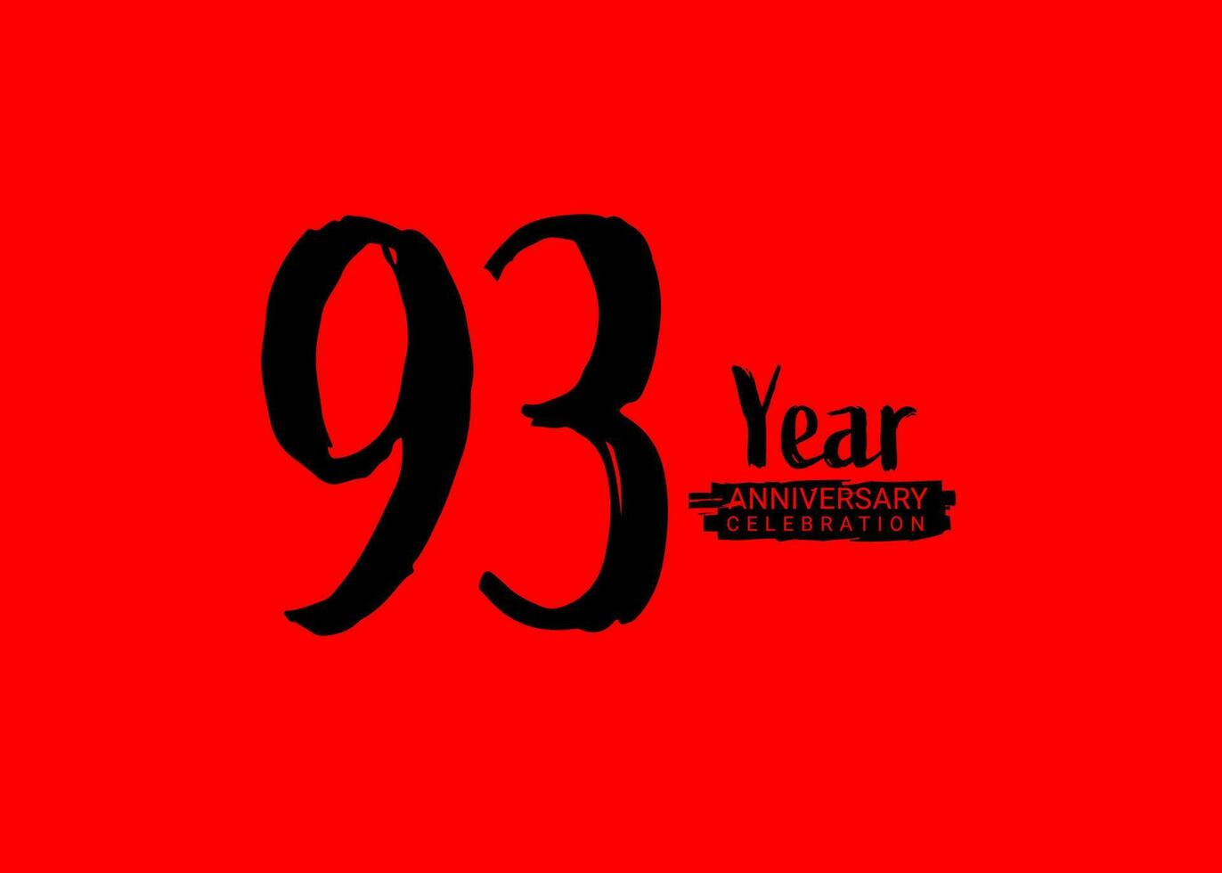 93 Years Anniversary Celebration logo on red background, 93 number logo design,93th Birthday Logo,  logotype Anniversary, Vector Anniversary For Celebration, poster, Invitation Card