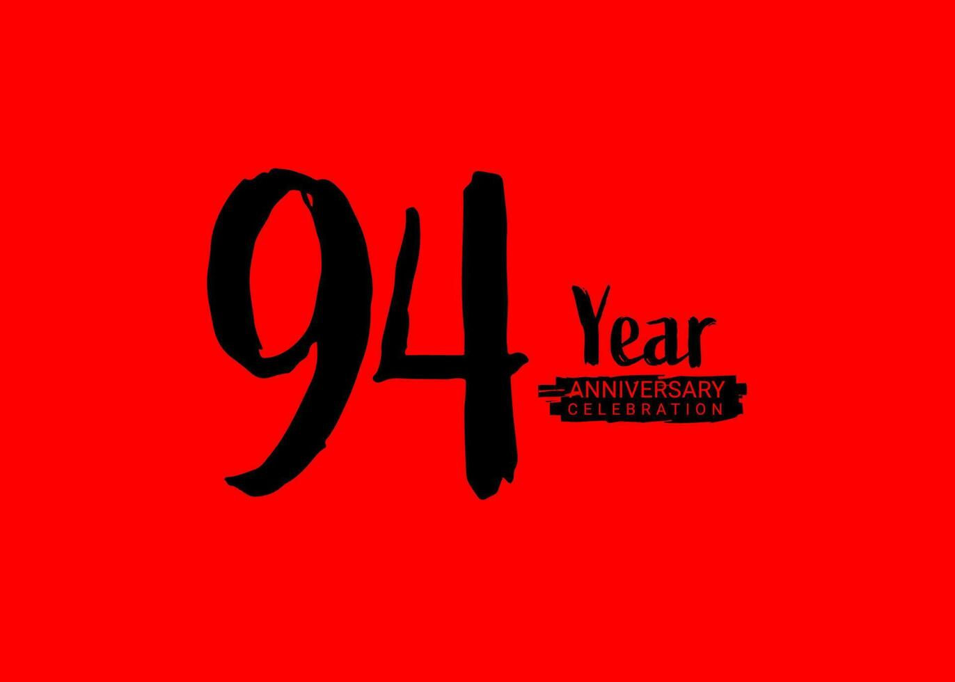 94 Years Anniversary Celebration logo on red background, 94 number logo design,94th Birthday Logo,  logotype Anniversary, Vector Anniversary For Celebration, poster, Invitation Card