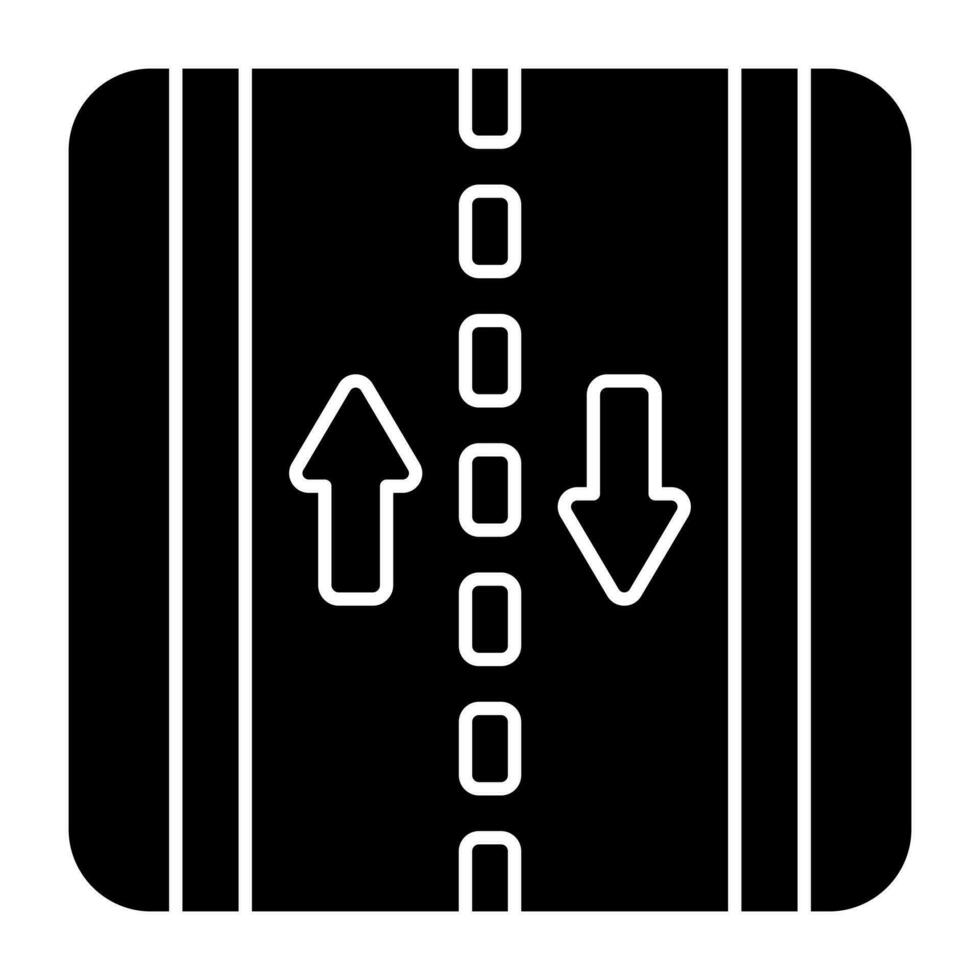 Conceptual solid design icon of two way road vector