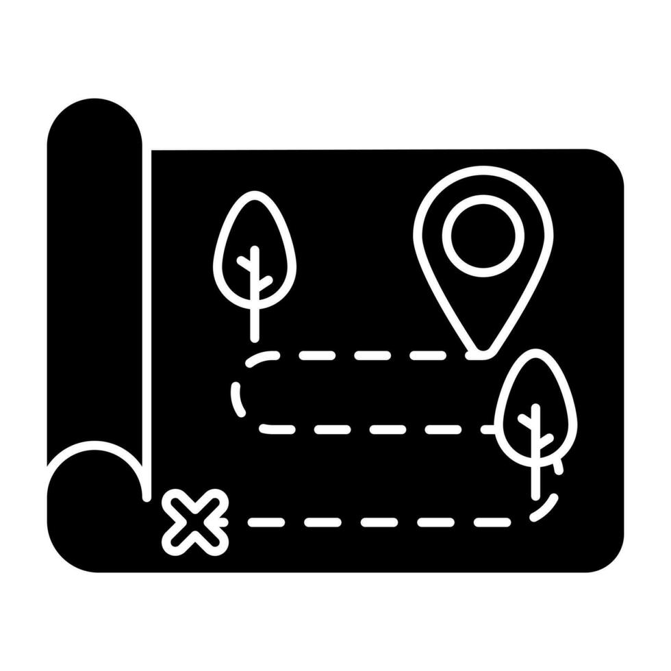 A solid design icon of map vector