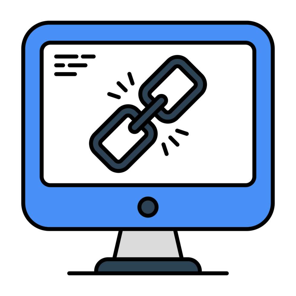 An icon design of linked computer vector