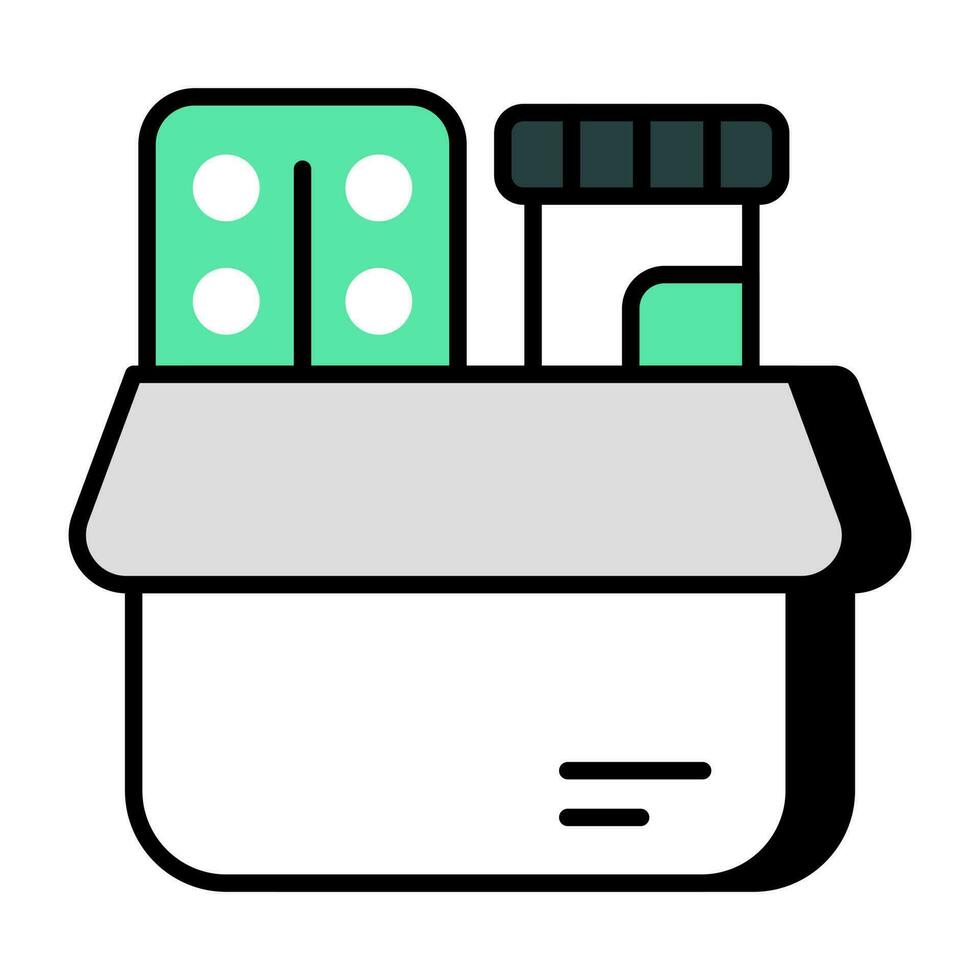 conceptual plano diseño icono de medicina caja vector