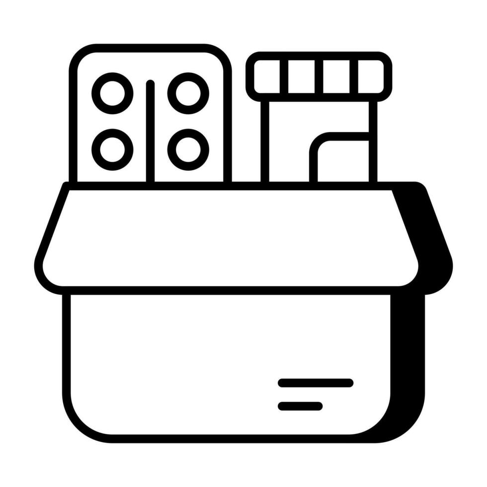Conceptual linear design icon of medicine box vector