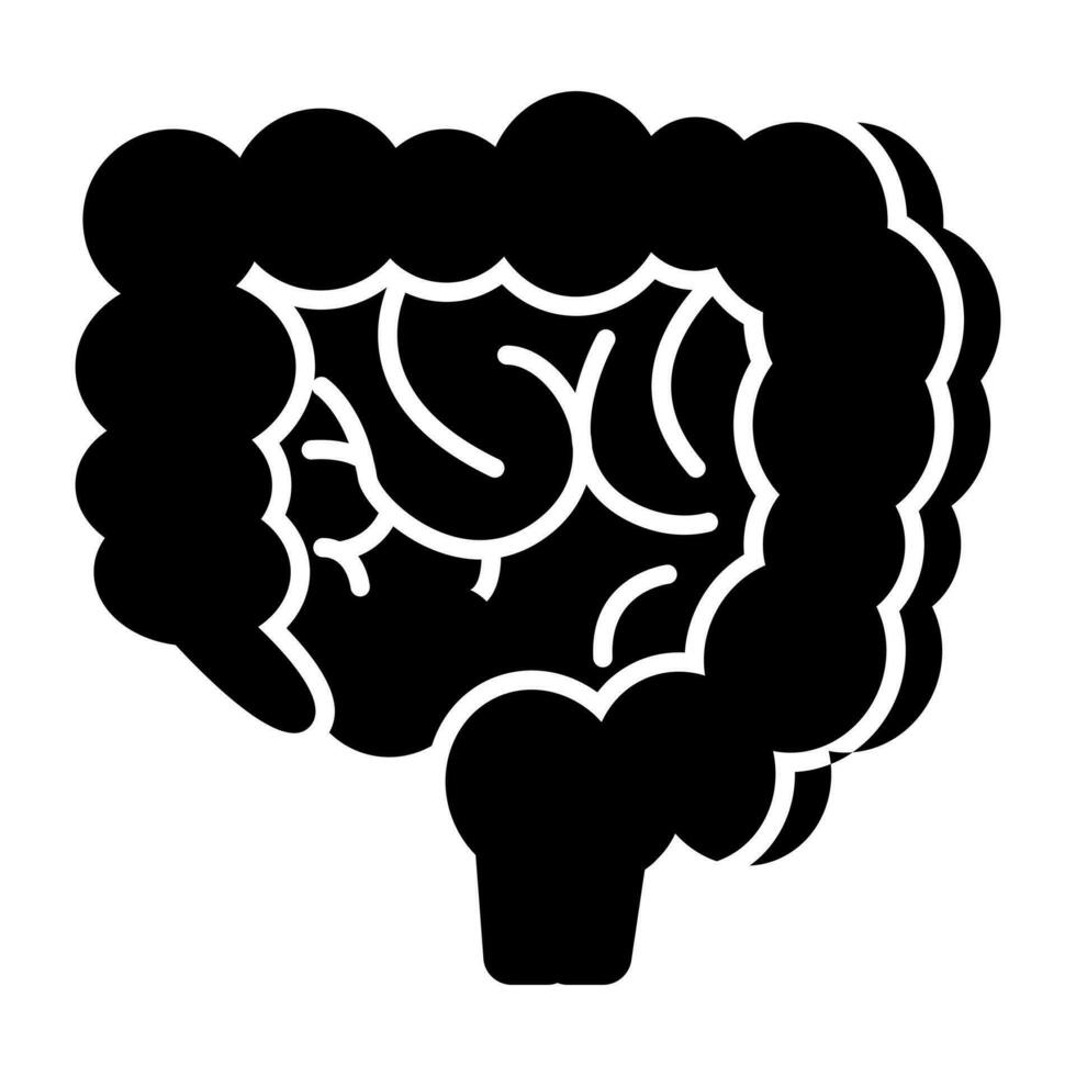 conceptual sólido diseño icono de pequeño intestino vector