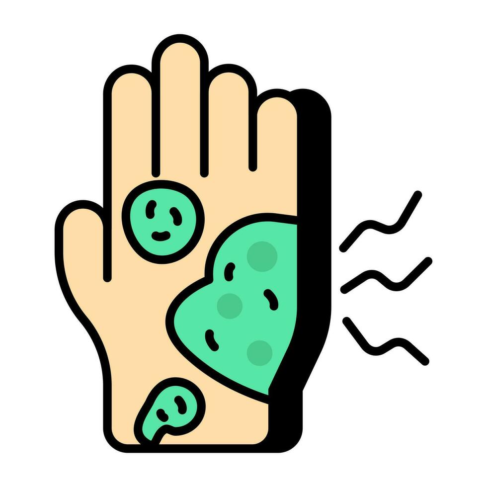 Conceptual flat design icon of unhygienic hand vector