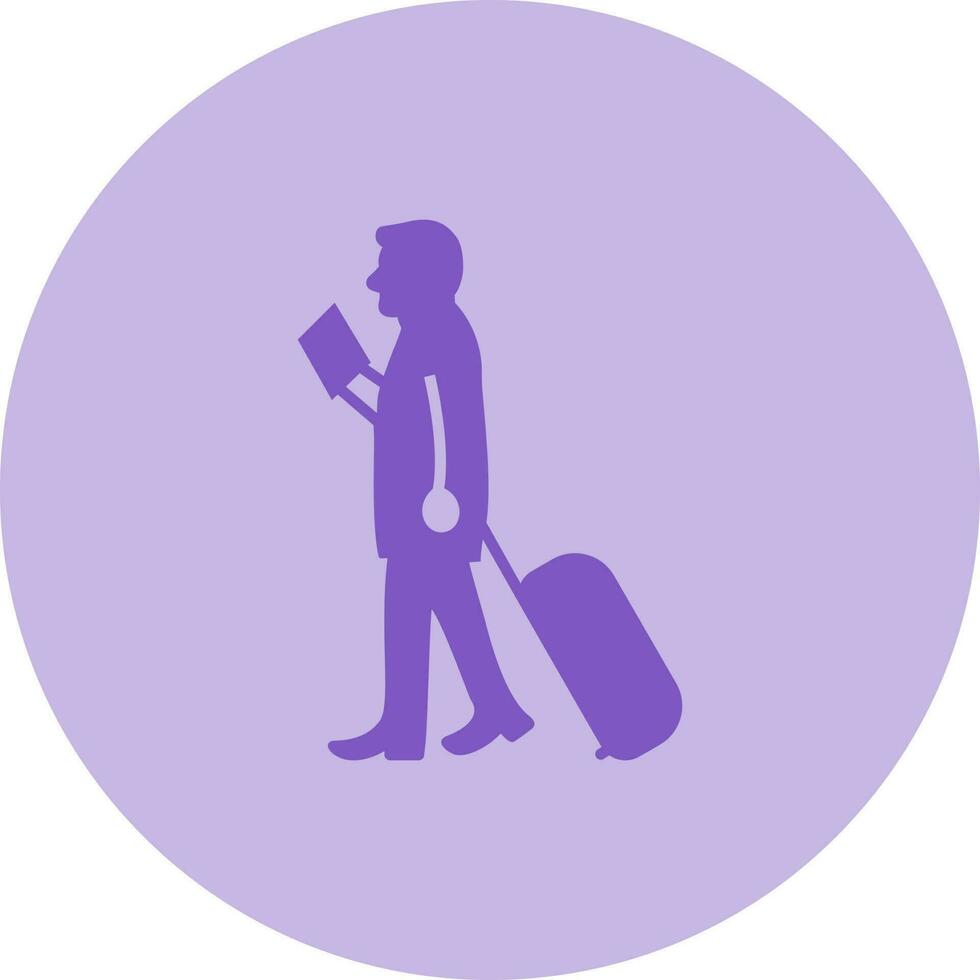 Walking with Luggage Vector Icon