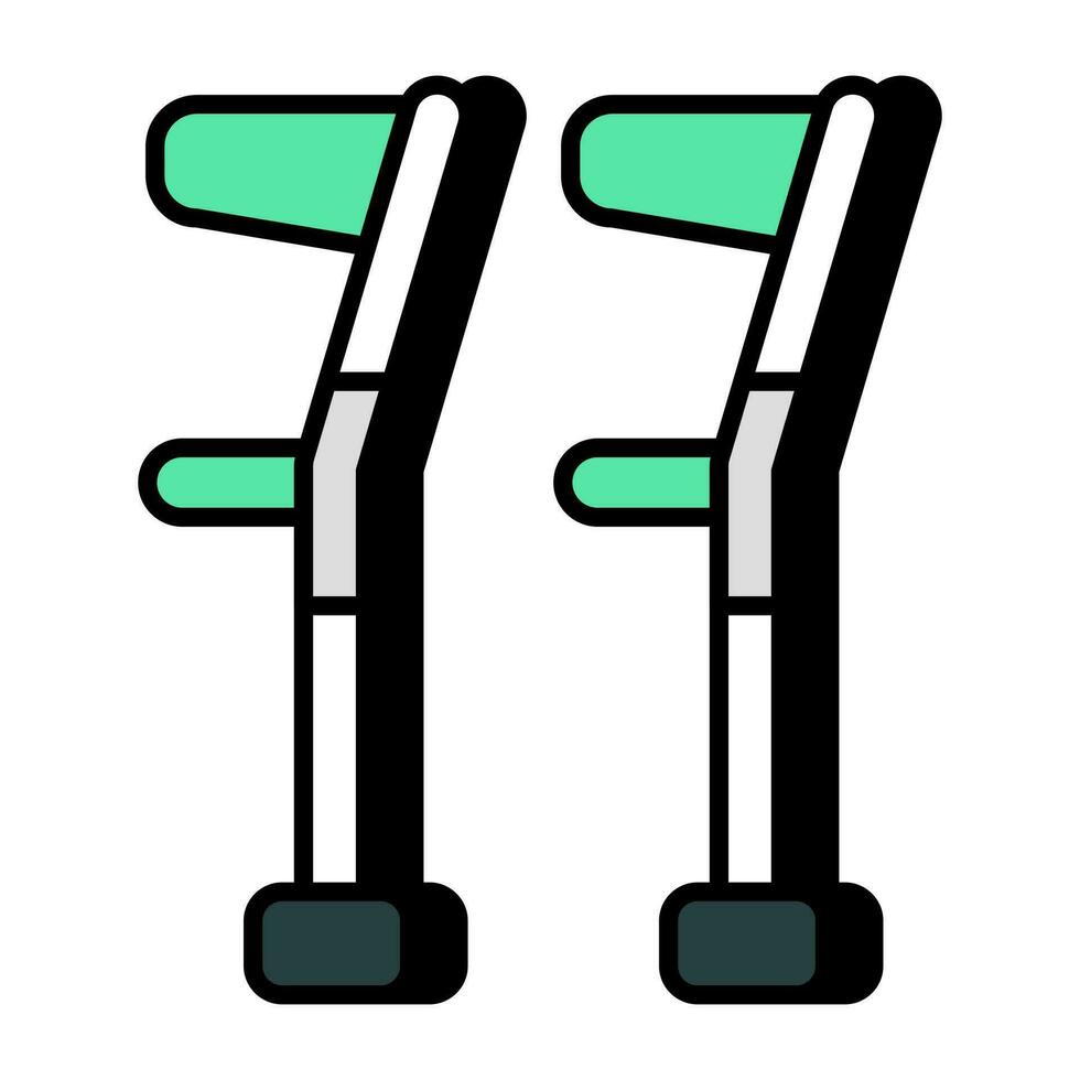 caminando palos icono, plano diseño de muletas vector