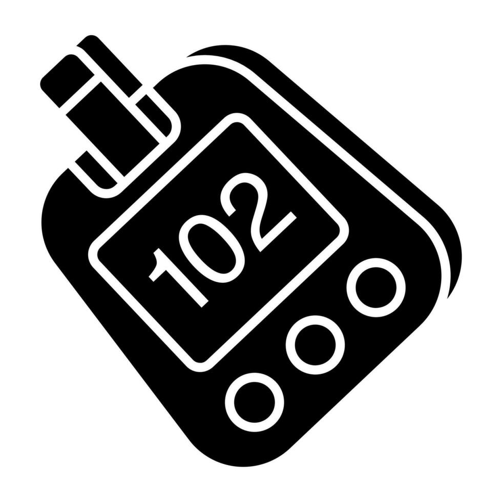 Sugar test machine icon, solid design of glucometer vector