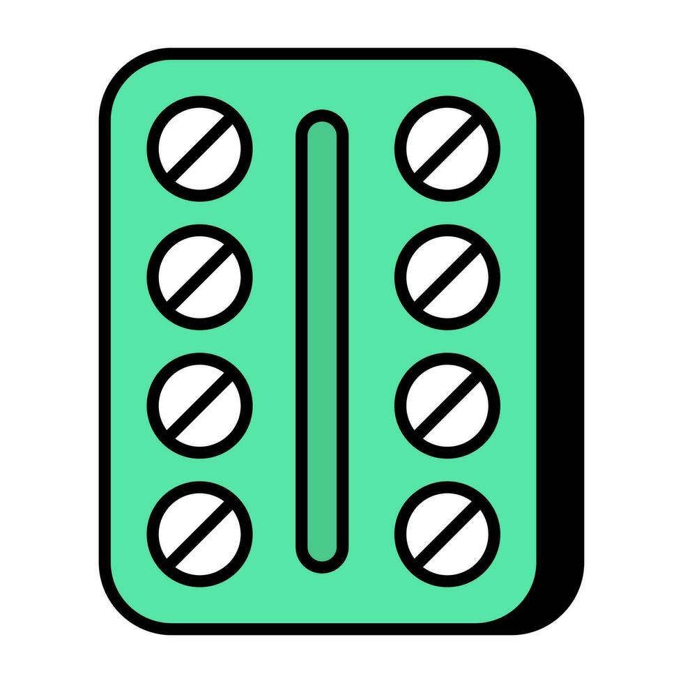 un icono de diseño editable de tira de pastillas vector