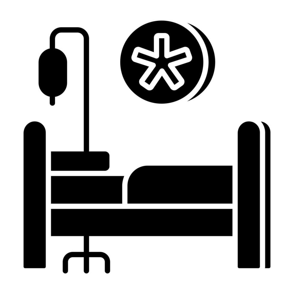 A solid design icon of hospital bed vector