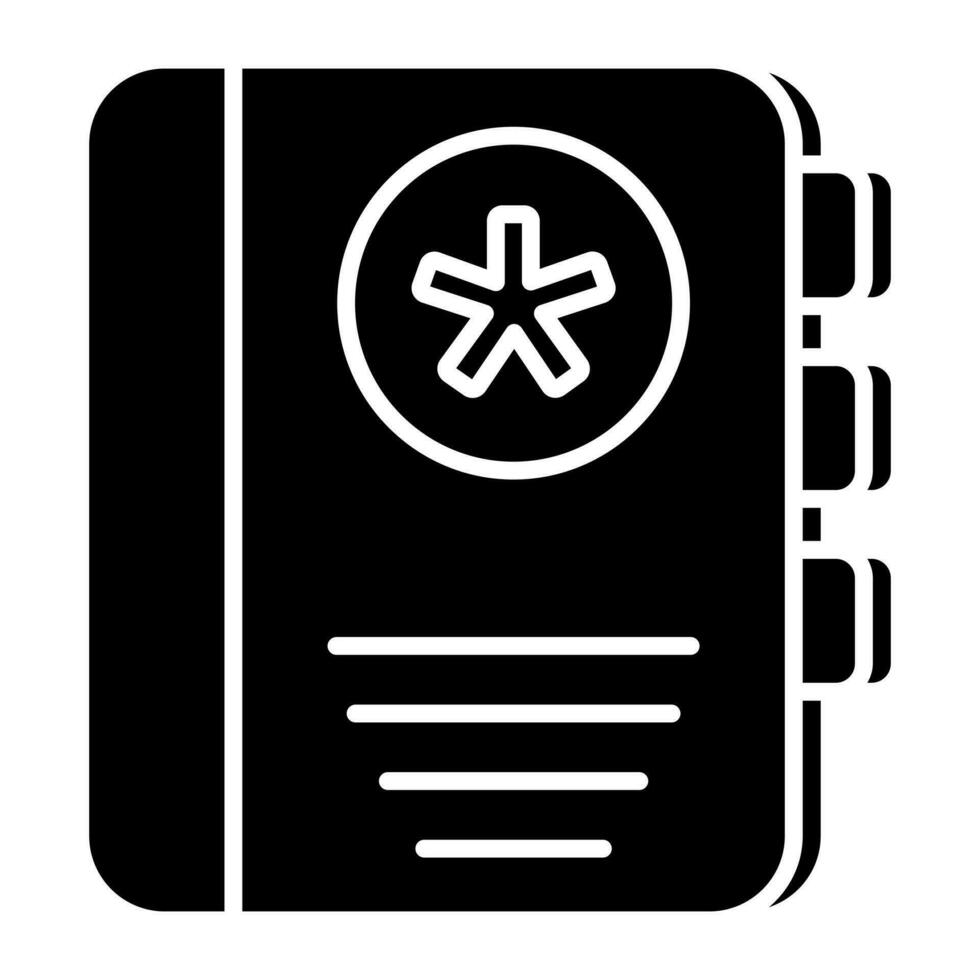 médico libro icono en sólido diseño vector