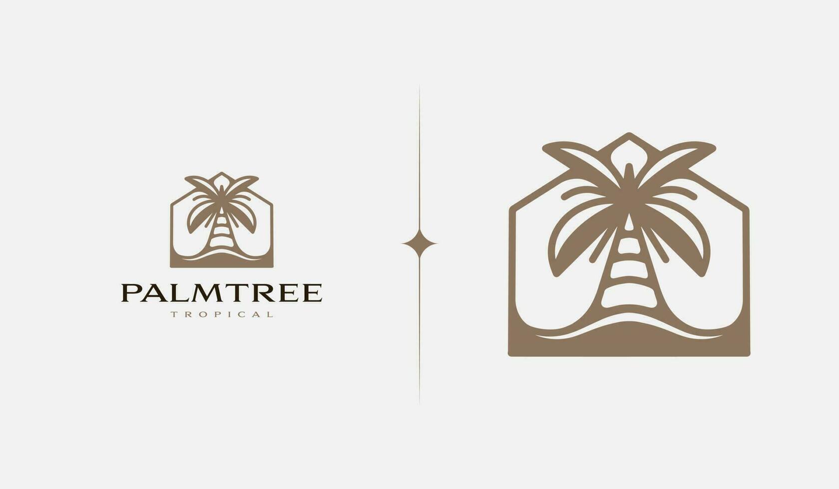 playa recurso palma árbol monolina. universal creativo prima símbolo. vector firmar icono logo modelo. vector ilustración