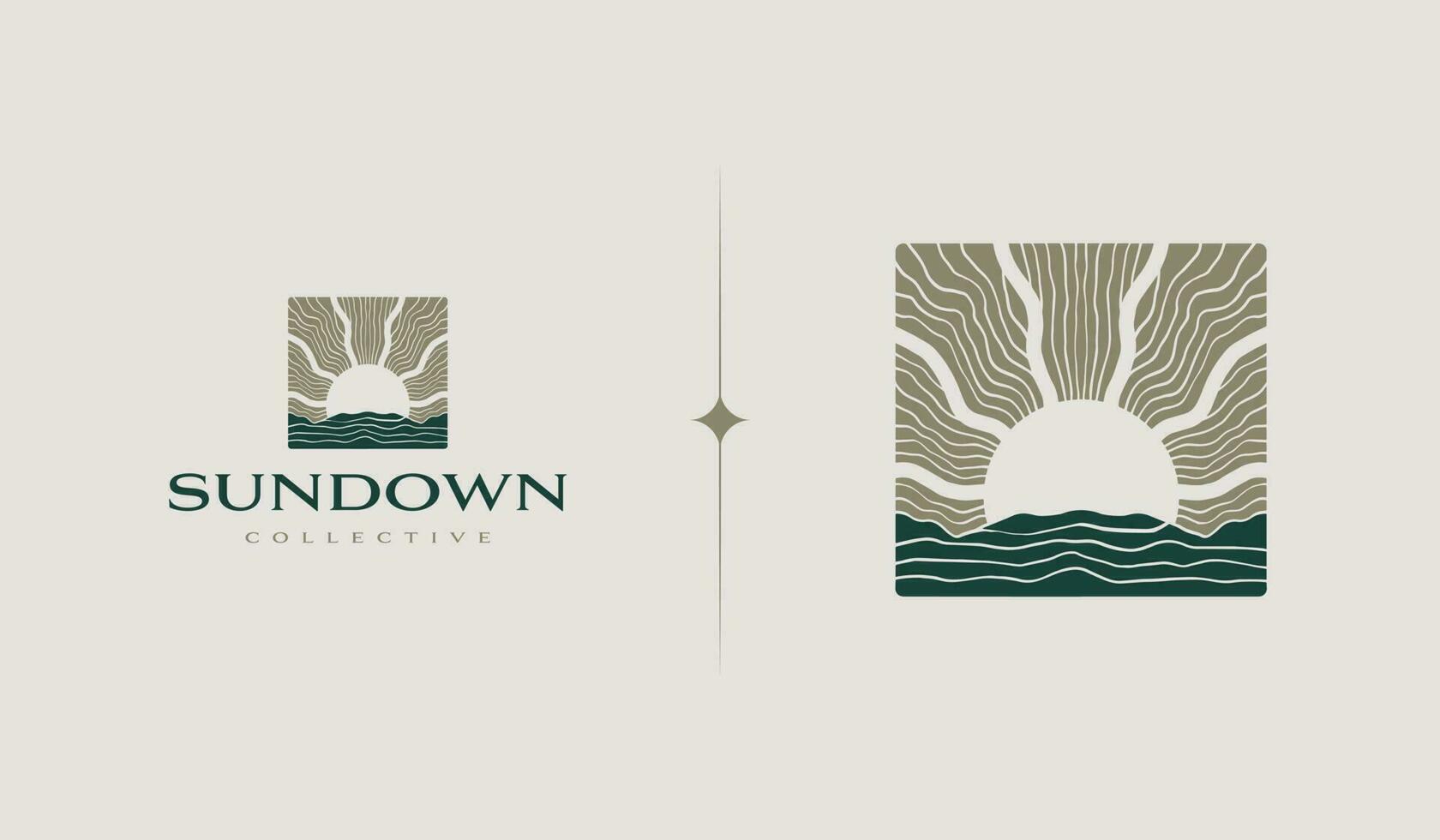 plantilla de logotipo monoline de onda al atardecer. símbolo premium creativo universal. ilustración vectorial vector