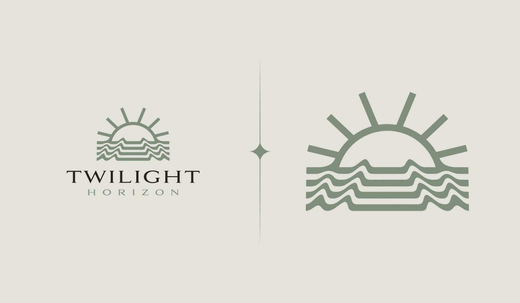 Sunset wave Monoline Logo Template. Universal creative premium symbol. Vector illustration