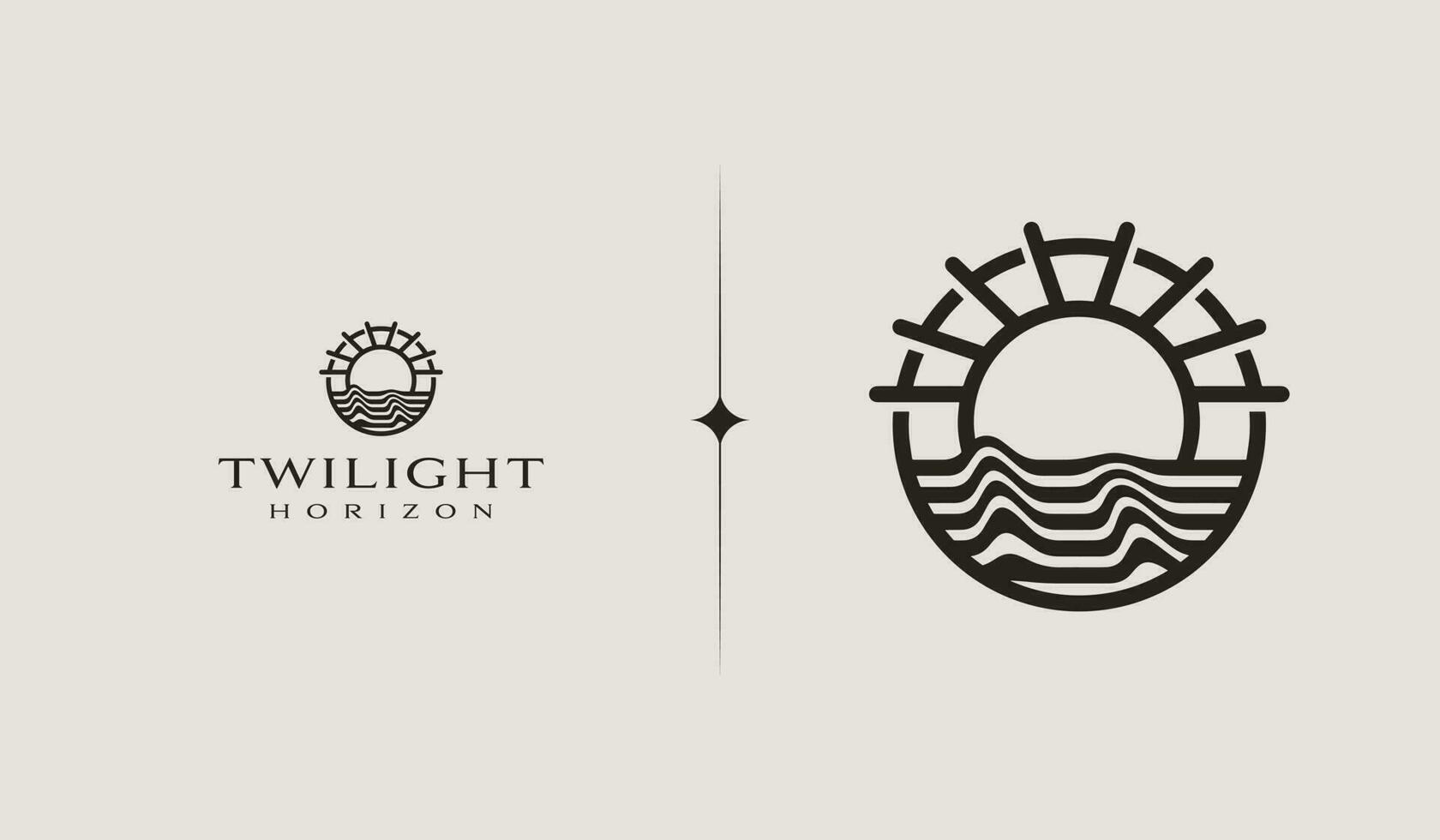 Sunset wave Monoline Logo Template. Universal creative premium symbol. Vector illustration