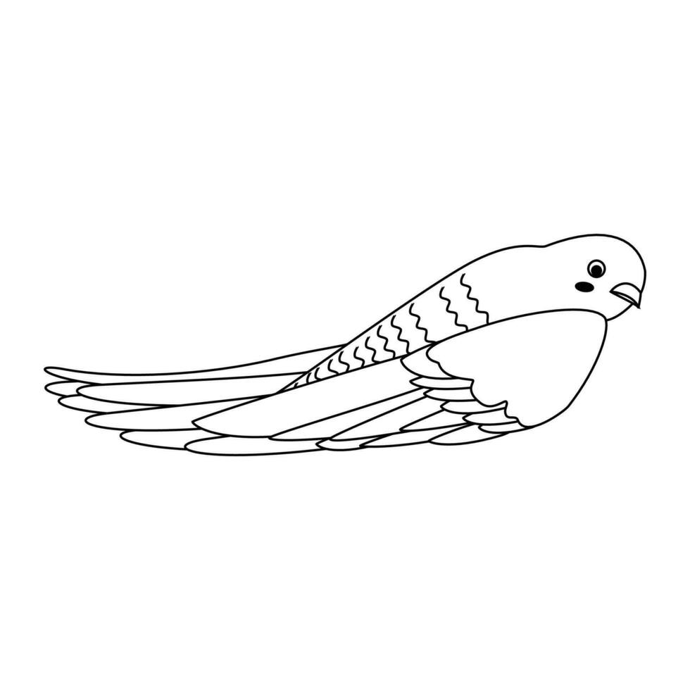Cute, cartoon swift bird. Line art. vector
