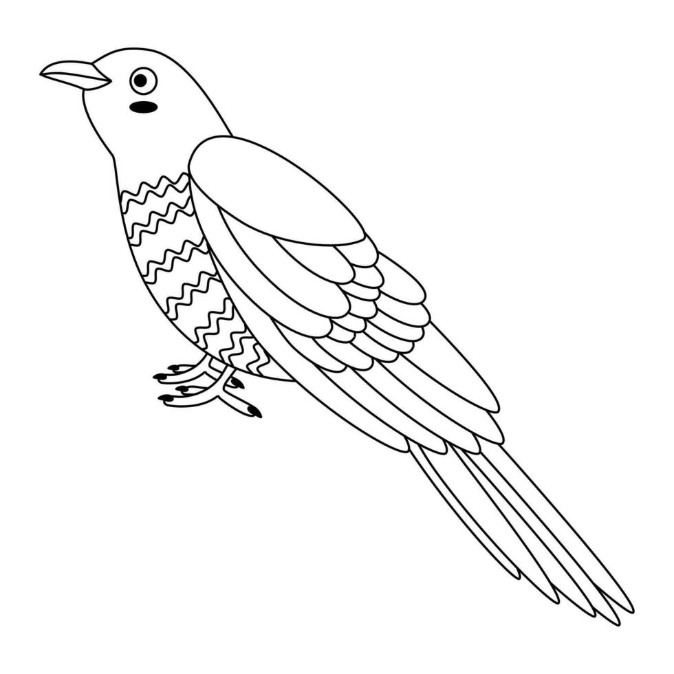 Cute, cartoon cuckoo bird. Line art. vector