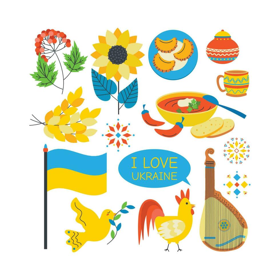 A set of elements Ukrainian symbols. vector