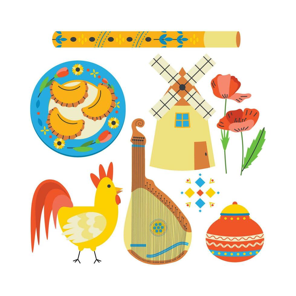 A set of elements Ukrainian symbols. vector