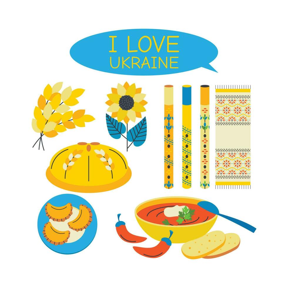 A set of elements Ukrainian symbols. vector