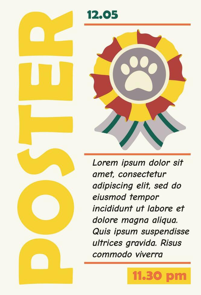 Poster, banner template design with award and text. Typography. vector