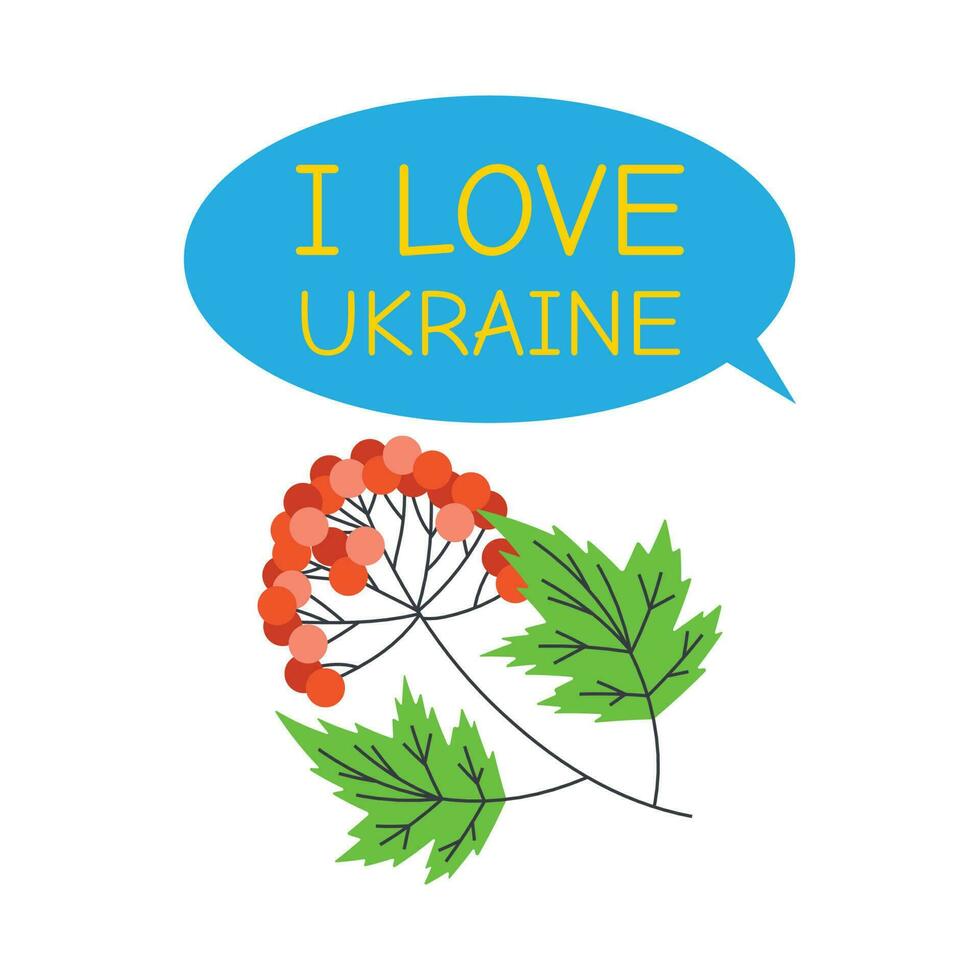 rama con viburnum. texto yo amor Ucrania. ucranio simbolos vector
