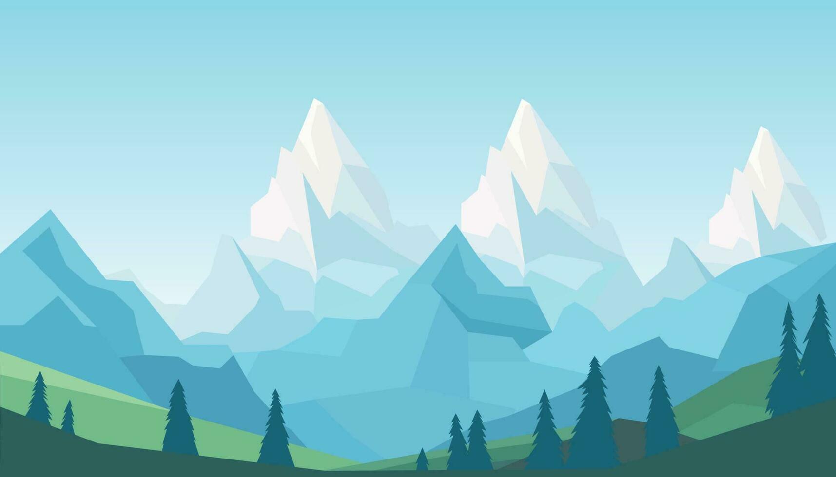 Flat minimalistic design. Panorama of a mountain landscape. Easy to change colors. vector