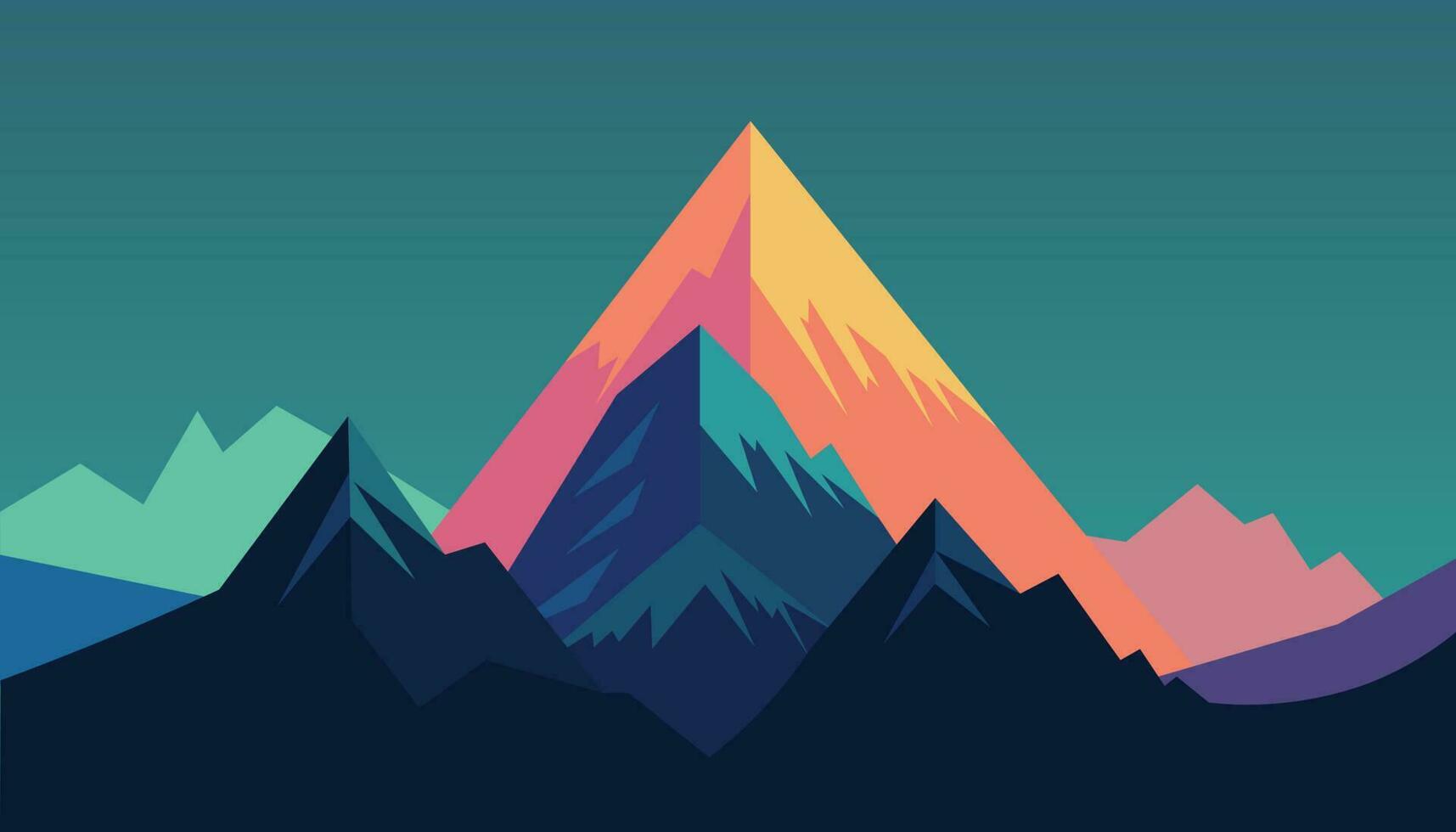 Flat minimalistic design. Panorama of a mountain landscape. Easy to change colors. vector