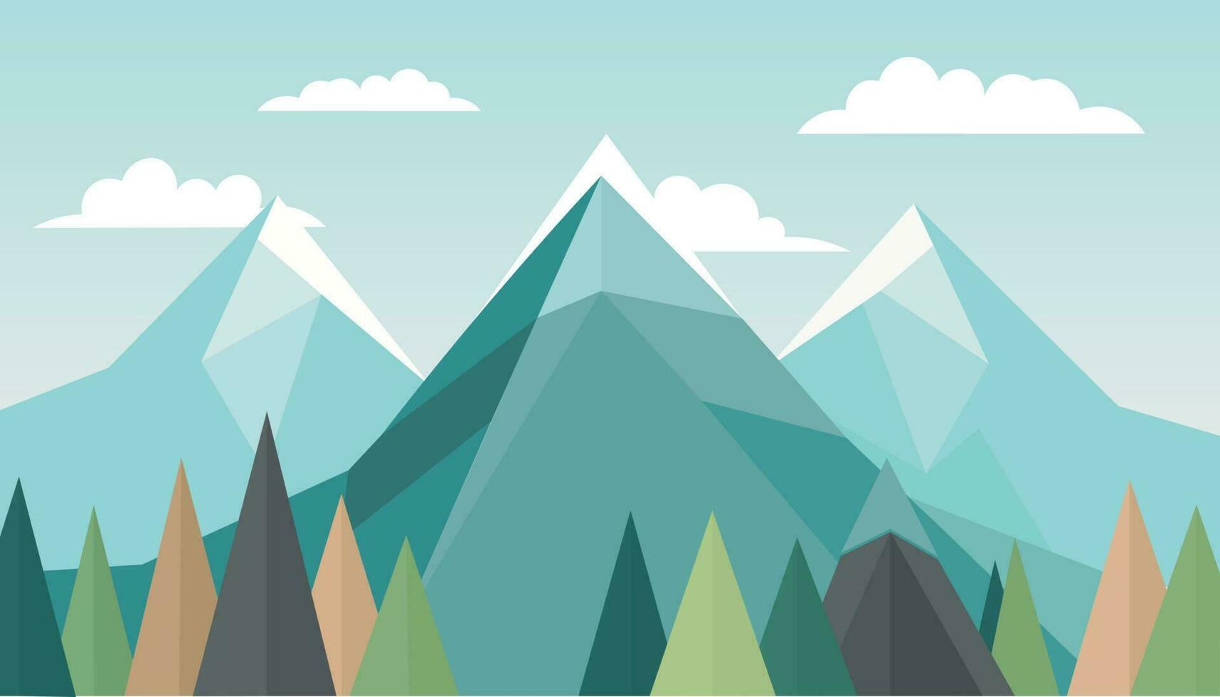 plano minimalista diseño. panorama de un montaña paisaje. fácil a cambio colores. vector