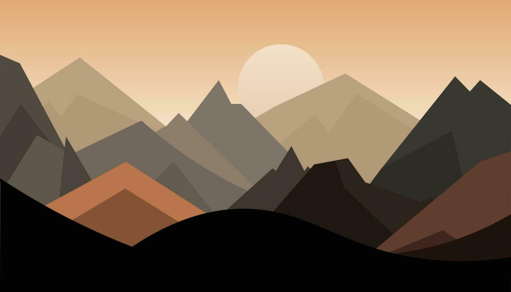 plano minimalista diseño. panorama de un montaña paisaje. fácil a cambio colores. vector