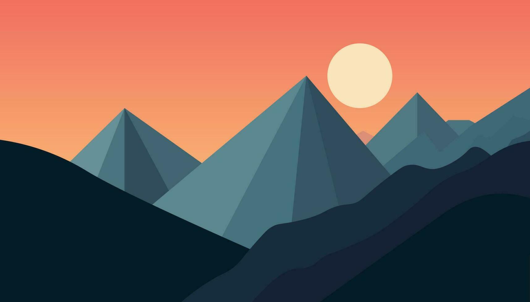 Flat minimalistic design. Panorama of a mountain landscape. Easy to change colors. vector